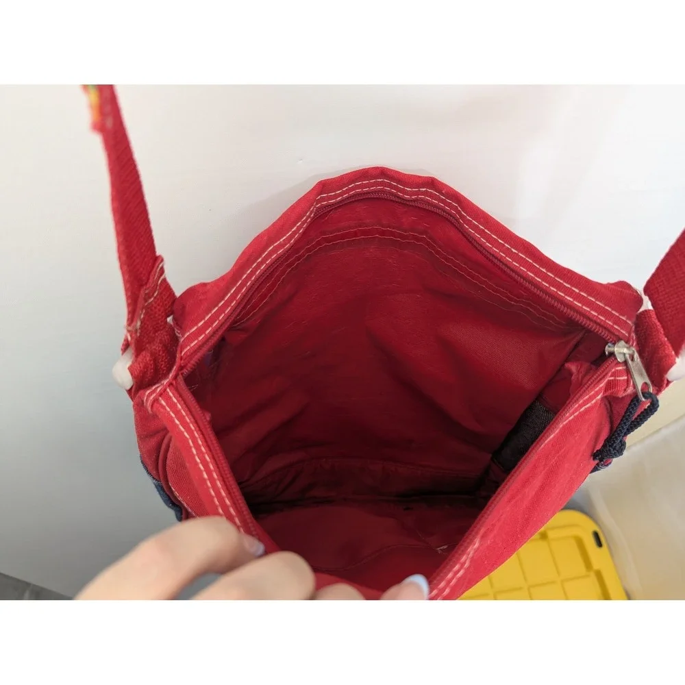 Y2K Disney Winnie the Pooh Messenger Bag Red Denim Groovy Rainbow OS 90's 2000s